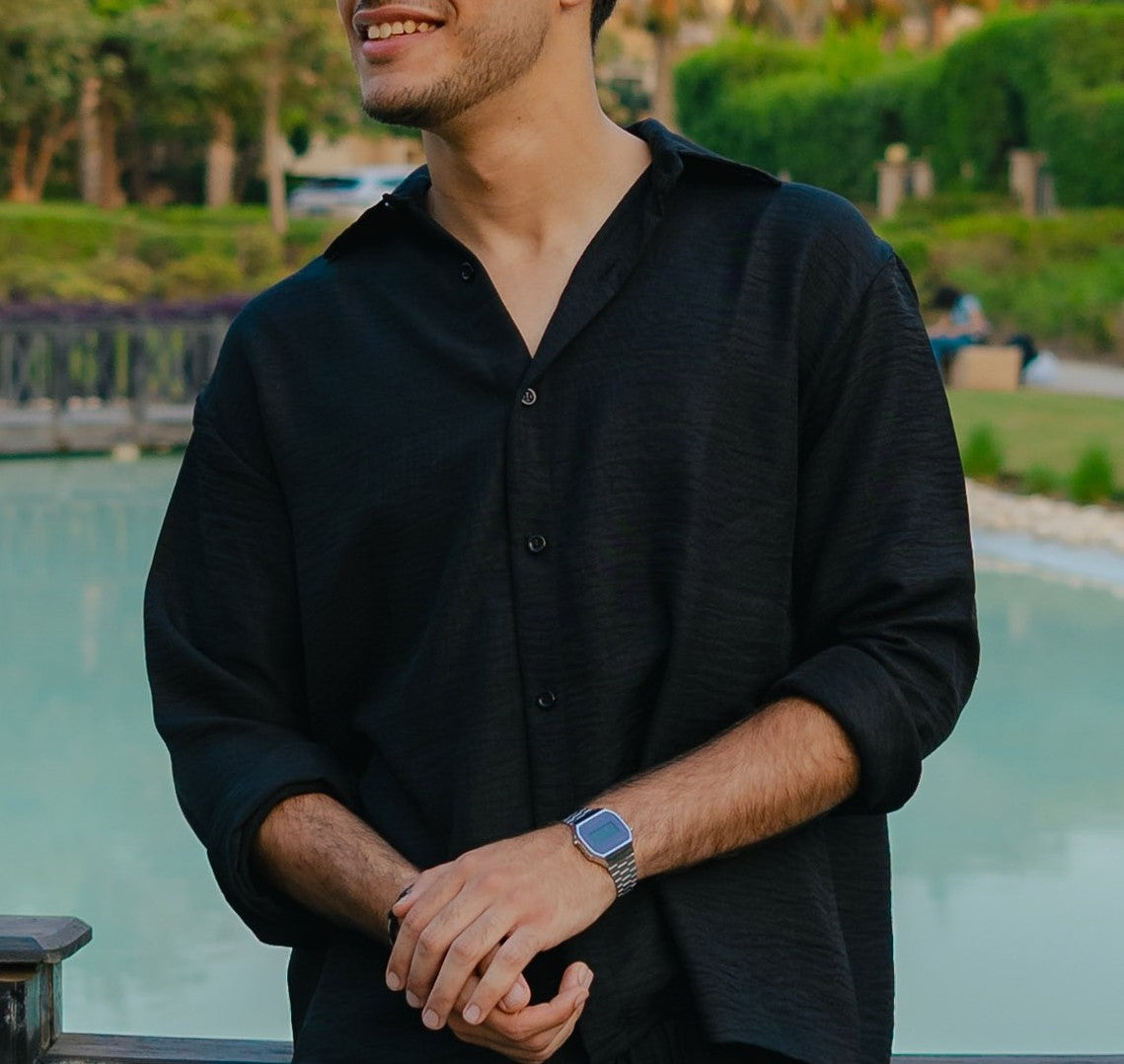 Black Linen Shirt - Men