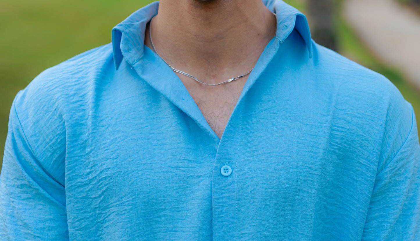 Sky Blue Linen Shirt - Men
