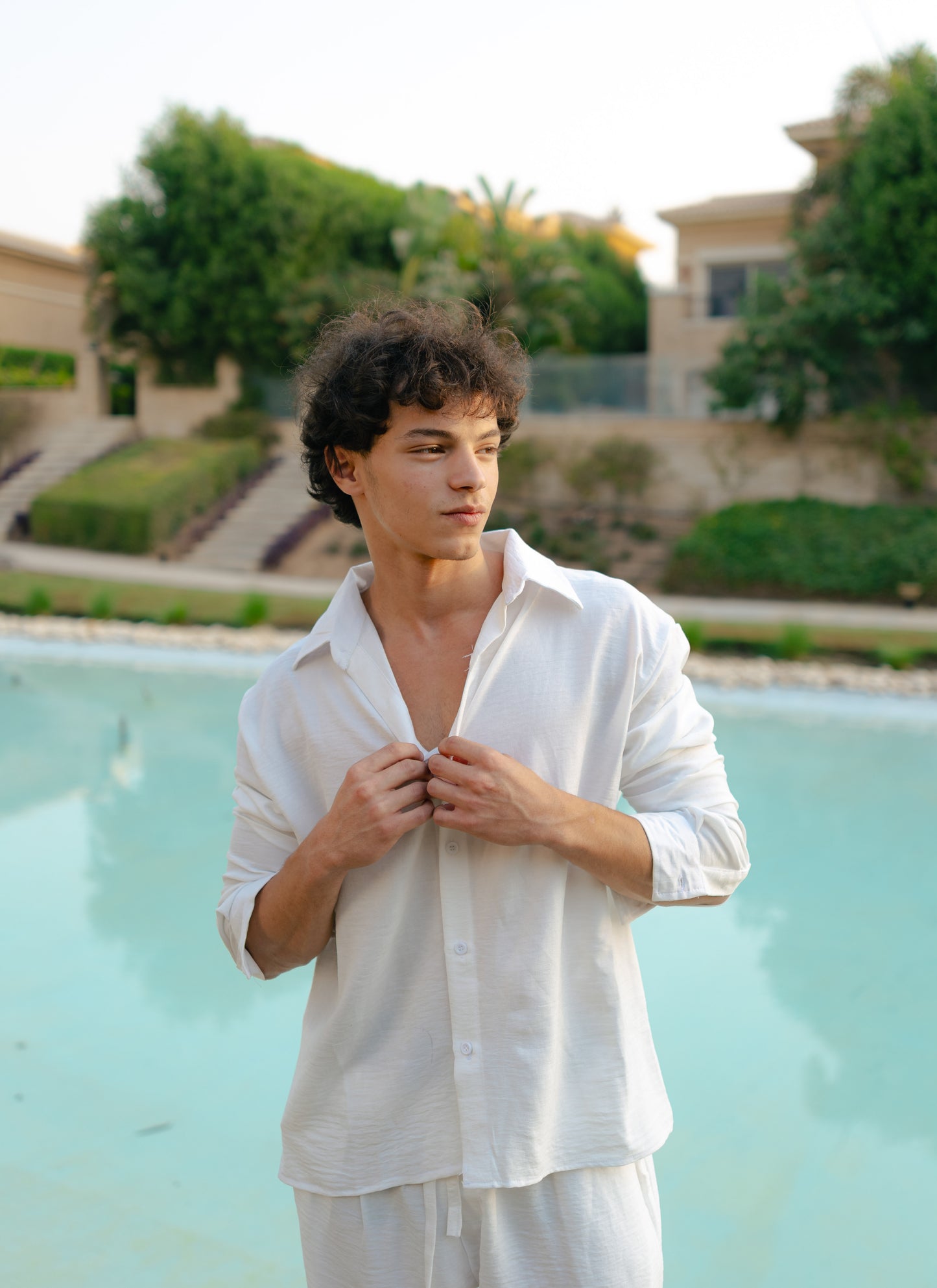 Crisp White Linen Shirt - Men