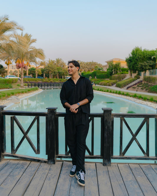 Full Black Linen Set - Men